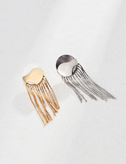 Stylish pearl tassel earring_White Gold