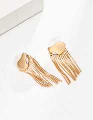 Stylish pearl tassel earring_White Gold