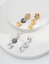 Vintage Black Shell Earrings_white gold