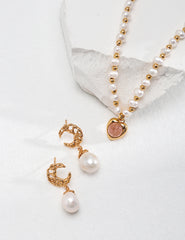Strawberry Quartz Heart-shaped Pearl Necklace