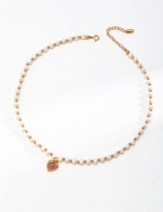 Strawberry Quartz Heart-shaped Pearl Necklace