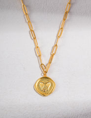 Irregular Vintage Coin & Angel Necklace