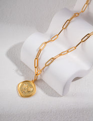 Irregular Vintage Coin & Angel Necklace