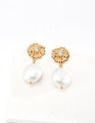 Long Vintage Sunshine Pearl Earrings