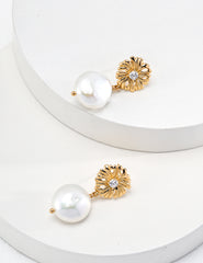 Long Vintage Sunshine Pearl Earrings