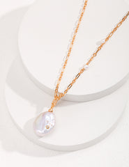 Sterling Silver Baroque Pearl Long Necklace