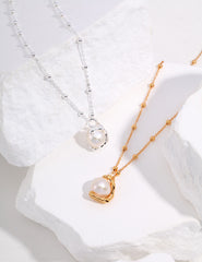 Baroque Round Pearl Necklace_Silver