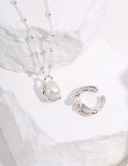 Baroque Round Pearl Necklace_Silver