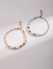 Natural Baroque Pearl Bracelet_white gold