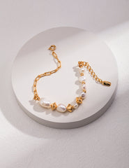 Natural Baroque Pearl Bracelet_white gold
