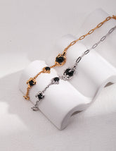 Black Agate Bracelet_Vintage Gold