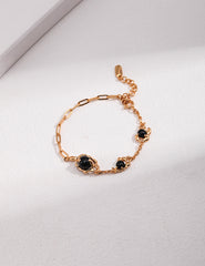 Black Agate Bracelet_Vintage Gold