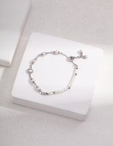 Natural Mother-of-Pearl Lava Fluid Bracelet_White Gold