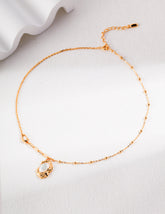 Lava and Mother-of-Pearl Necklace_Vintage Gold