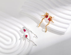 Butterfly heart Earrings_Platinum