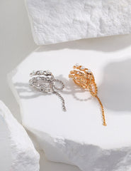 Tassel Pearl Ear Clip_White Gold