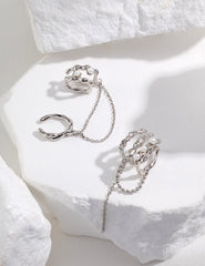 Tassel Pearl Ear Clip_White Gold