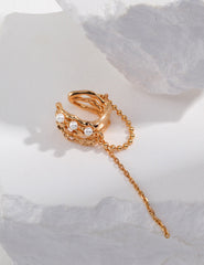 Tassel Pearl Ear Clip_Vintage Gold