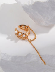 Tassel Pearl Ear Clip_White Gold