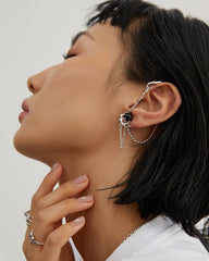 Flowy Agate Ear Clip_White Gold