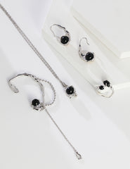Flowy Agate Ear Clip_White Gold