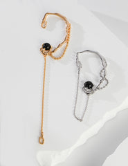Flowy Agate Ear Clip_White Gold