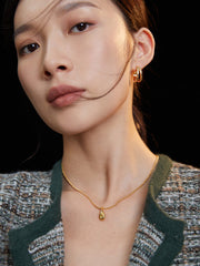Vintage Teardrop Clavicle Necklace_Silver