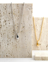 Vintage Teardrop Clavicle Necklace_Silver