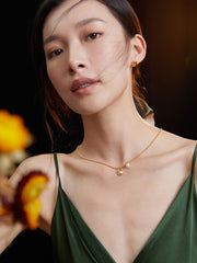 Classic Pearl Clavicle Necklace_Vintage Gold