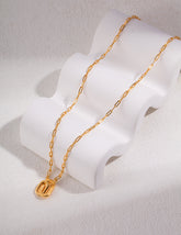 Double Ring Clavicle Necklace_Vintage Gold