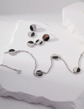 Sterling Silver Black Agate Necklace_Short_Silver