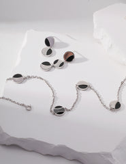 Sterling Silver Black Agate Necklace_Short_Silver