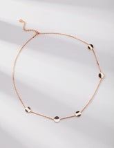 Sterling Silver Black Agate Necklace_Short_Vintage Gold