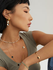 Sterling Silver Black Agate Bracelet_Vintage Gold