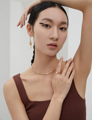 Asymmetric Silver Earrings_Nest Series_Vintage Gold