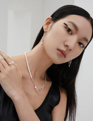 Silver Pearl Necklace_Nest Series_Vintage Gold