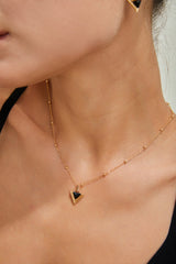 Triangle Black Agate Necklace_ Golden