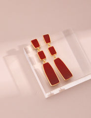 Red Drip Glaze Long Earrings