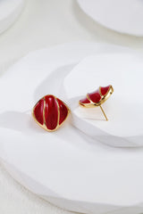 Red Ripple Earrings