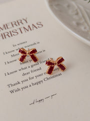 Christmas Red Bow Earrings