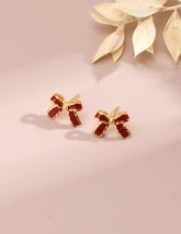 Christmas Red Bow Earrings