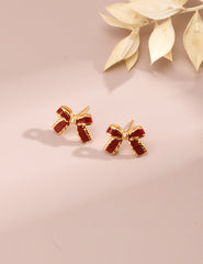 Christmas Red Bow Earrings