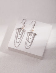 Star Tassel Earrings_White Gold