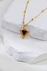 Triangle Black Agate Necklace_ Golden
