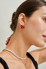 Red Ripple Earrings