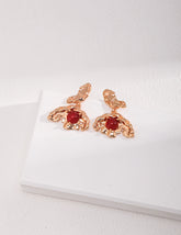 Vintage Red Agate Butterfly Earrings