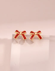 Christmas Red Bow Earrings