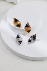 Triangle Black Agate Earrings_Golden