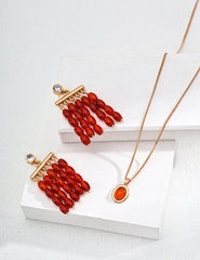 Red Agate Drop Earrings