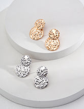 Double Round Earrings_White Gold